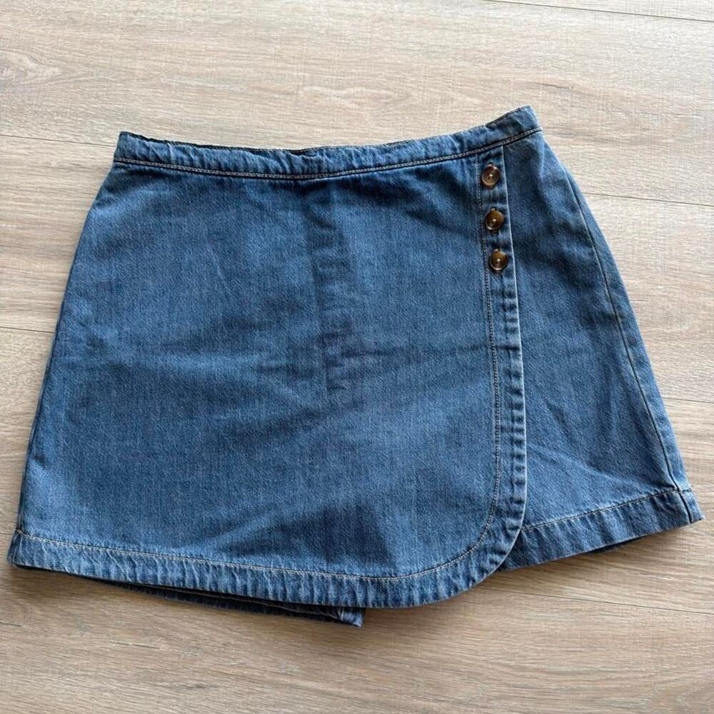 Old Navy Denim Mini Skort Skirt Shorts Women's 4/6 Cottage 90's Butter Mom READ
